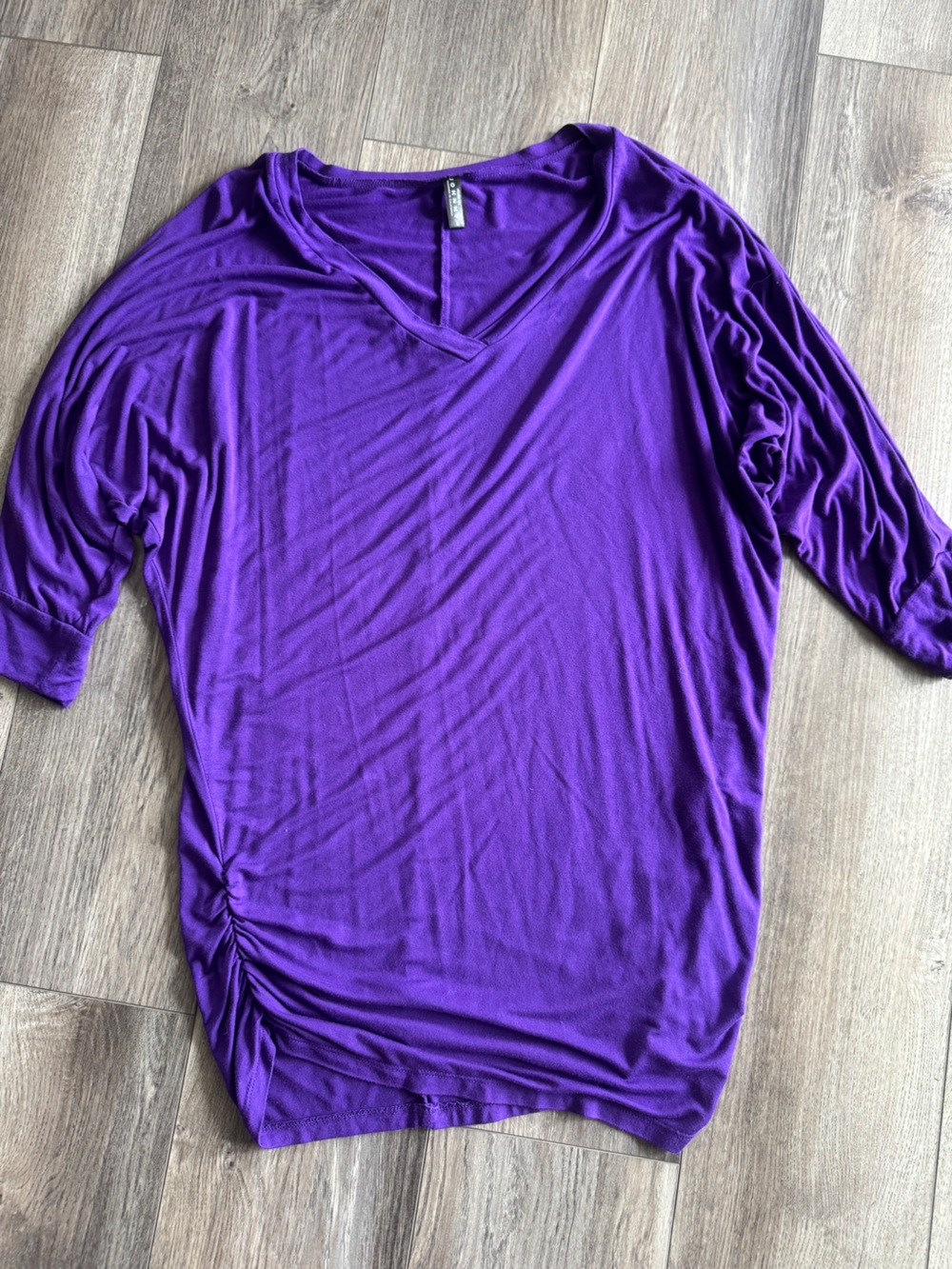 Made by Johnny Purple Oversized V-Neck Dolman Tunic Mini Dress L - Picture 7 of 8